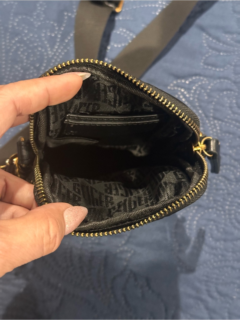 Kurt Geiger Black Quilted Multi-Pouch Crossbody with Gold Hardware - Picture 6 of 11